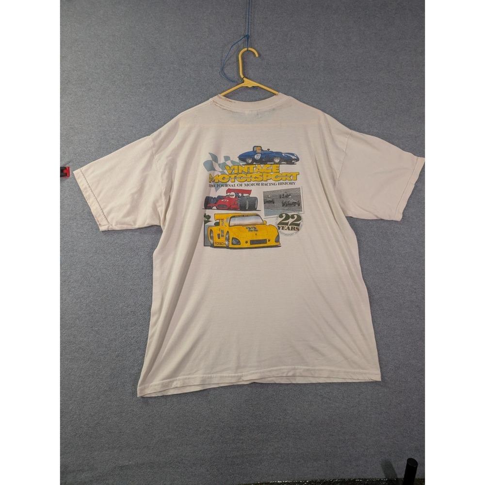 Vintage Motorsport Shirt Mens XL Racing History Porsche Graphic Tee Stained